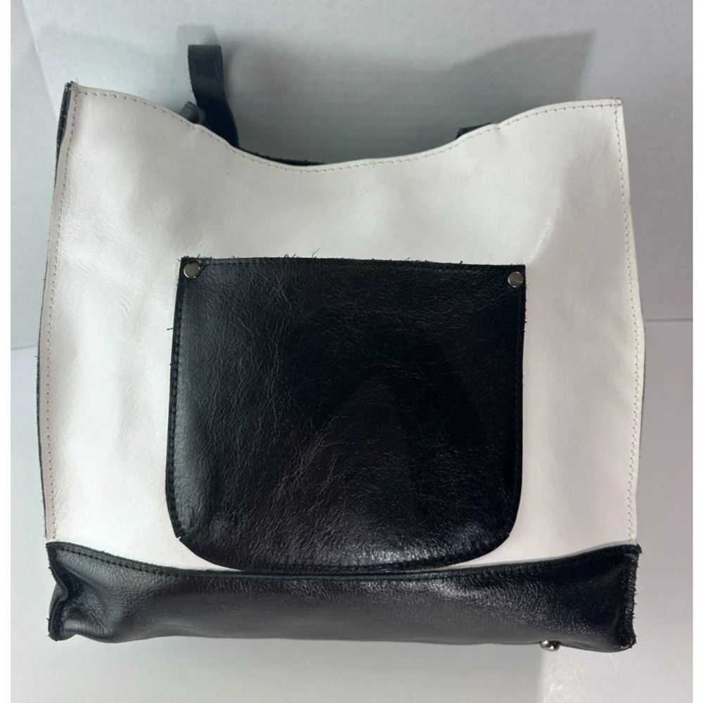 Patricia Nash Colorblock Toscano Large Tote Bag Black Ivory Handbag *No Tassels - Picture 11 of 16